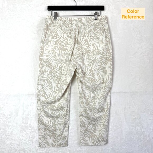 Gap Easy Pant Linen Blend Palm Tropical Elastic Waist Cropped Pants Womens S - Picture 4 of 11